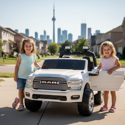 White Complete Edition XXL 2-Seater 4x4 RAM 3500 Ride-On Truck
