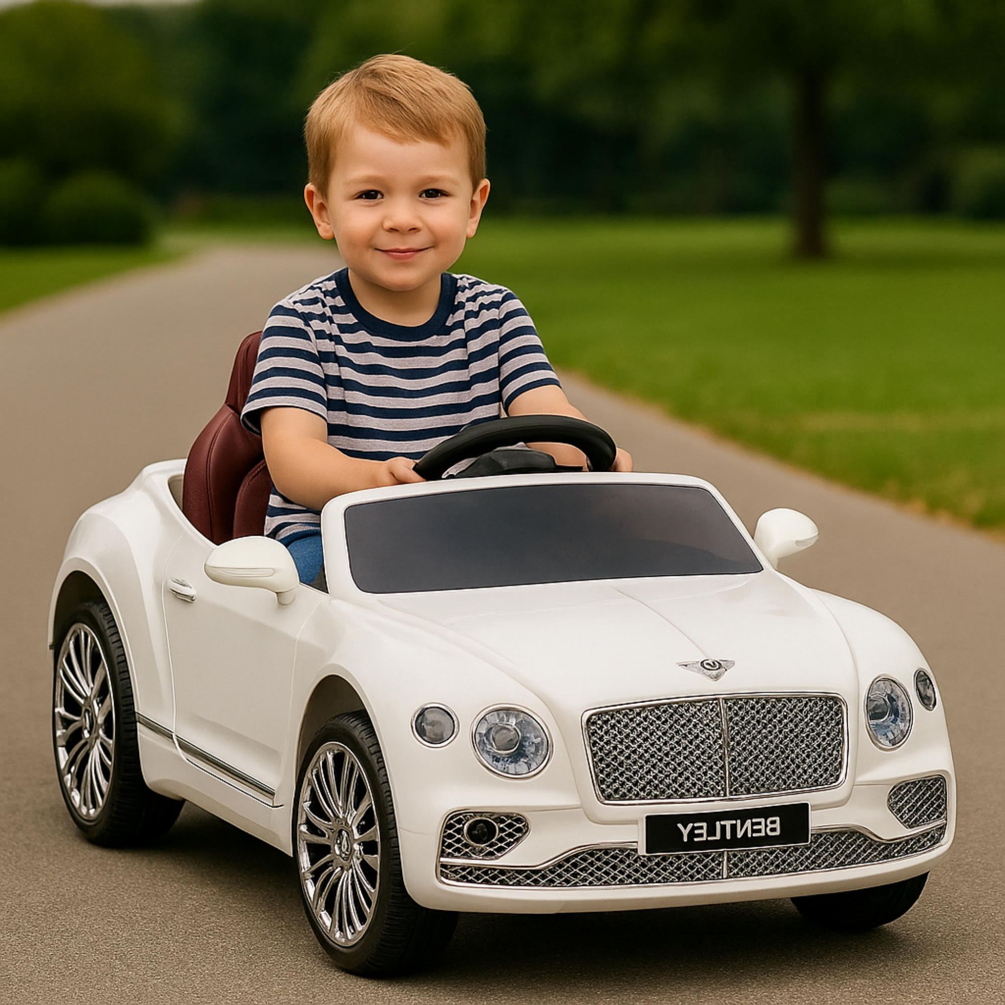 12V White Luxury Bentley Mulsanne Kids' Ride-on Car W/ EVA Rubber Wheels, Music & RC