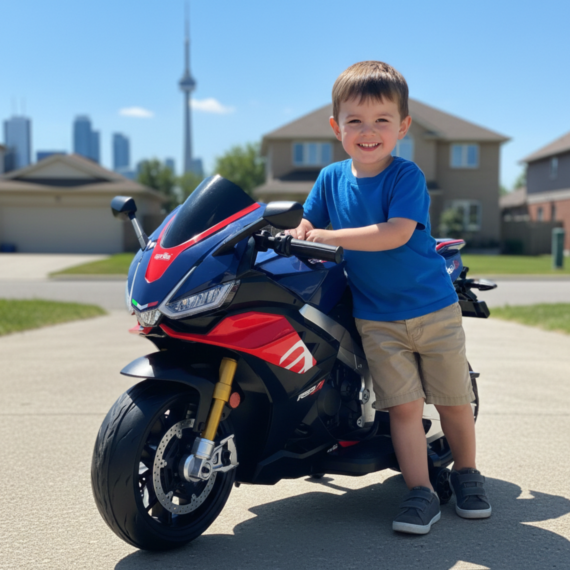 12V Upgraded Aprilia RSV4 Super Motorcycle W/ EVA Rubber Wheels, Music & Lights