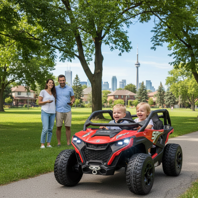 Red Power MX 2-Seater 24V 4x4 Kids' Ride-on UTV Buggy W/ EVA Rubber Wheels, Music & RC.