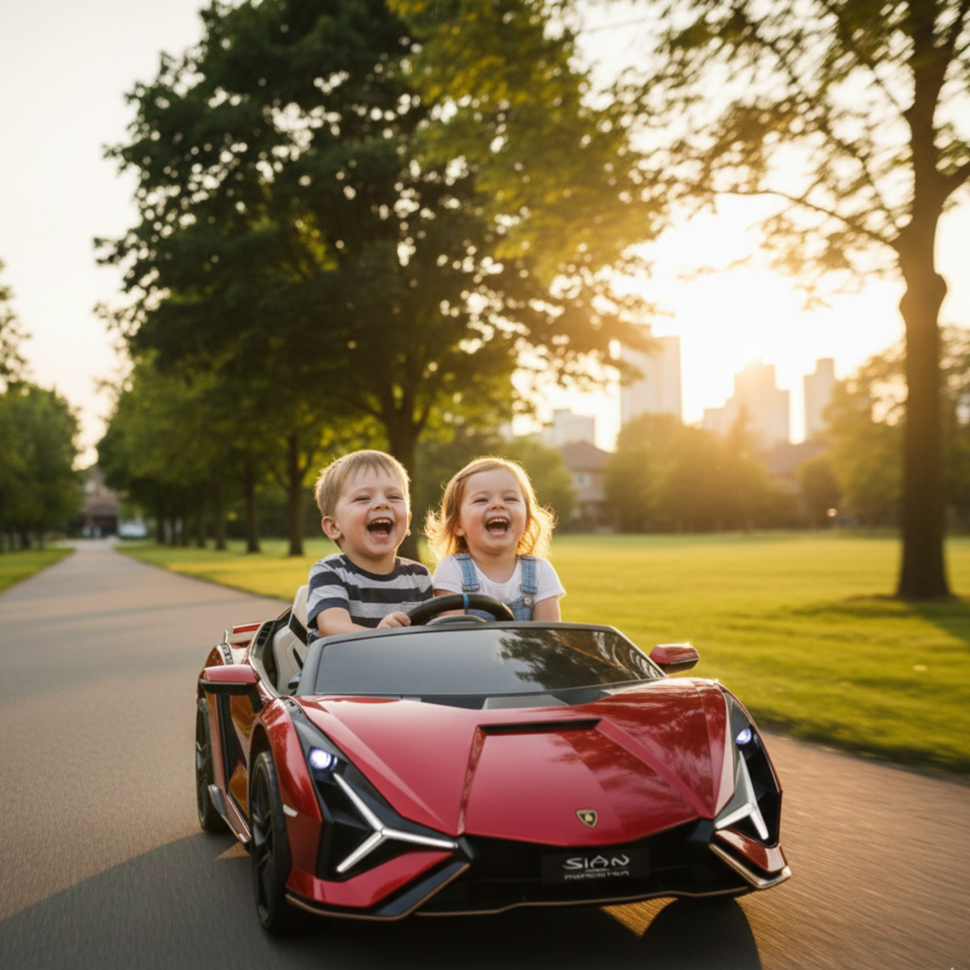 24V Luxurious Rosso Leto Lamborghini Sian 2-Seater 4x4 Ride-On Car W/ EVA Rubber Wheels, BT & RC