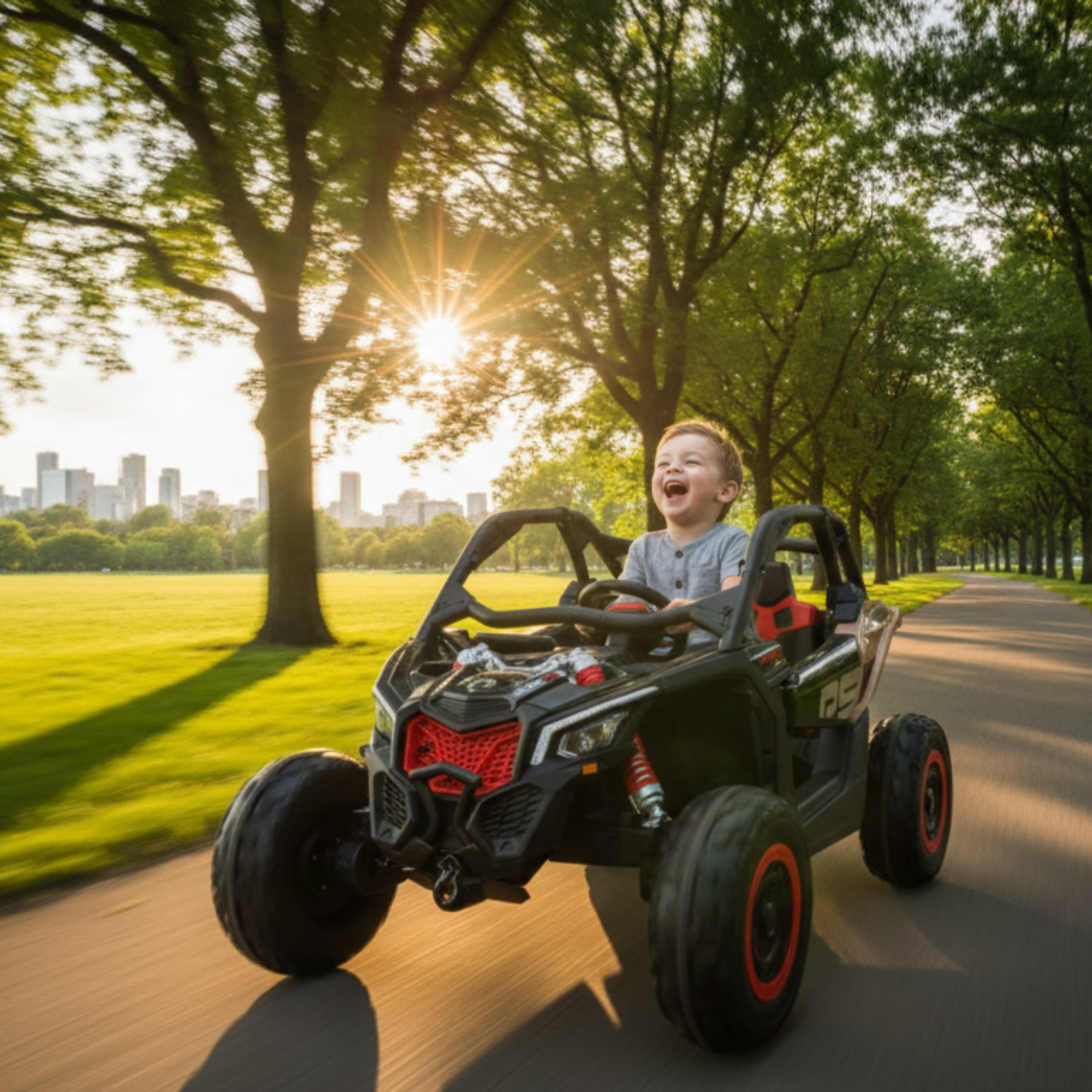 Black Licensed LX Performance Edition 2x24V Can-Am Maverick 4WD Double 24V Battery Pack, 2-Seater Kids' Buggy W/ Music, EVA Rubber Wheels, Leather Seats & RC