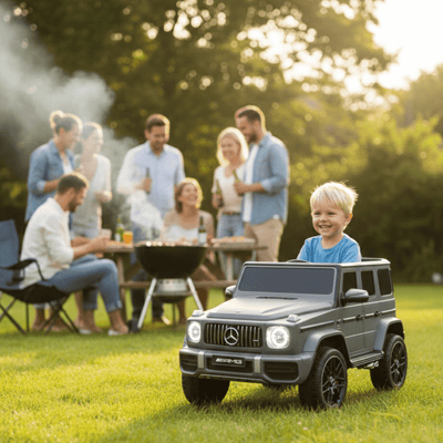 12V Luxury Matte Grey Edition Mercedes Benz AMG G63 Ride-On SUV W/ Rubber Wheels, Leather Seat, Bluetooth & RC.