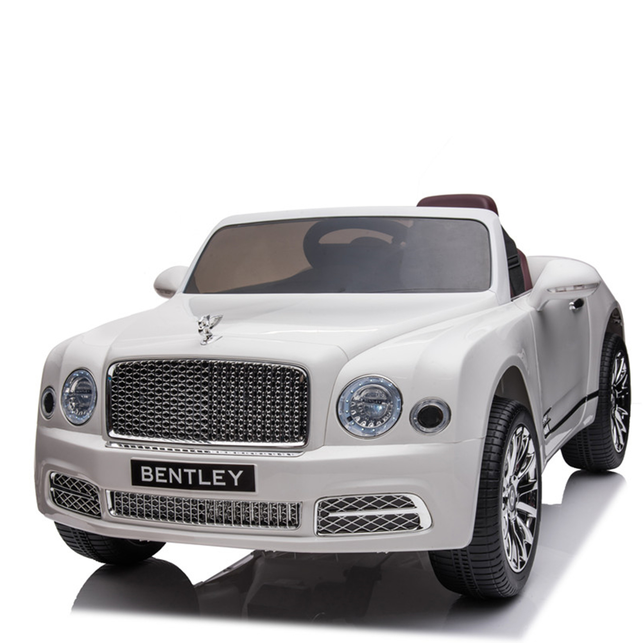 12V White Luxury Bentley Mulsanne Kids' Ride-on Car W/ EVA Rubber Wheels, Music & RC