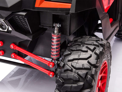 Red 2-Seater XXL Premium MegaTrek 2-Seater 24V 4X4/AWD Kids Ride on UTV Buggy W/ EVA Rubber Wheels, BT & RC.