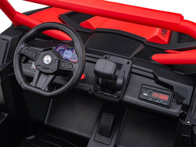 Red 2-Seater XXL Premium MegaTrek 2-Seater 24V 4X4/AWD Kids Ride on UTV Buggy W/ EVA Rubber Wheels, BT & RC.