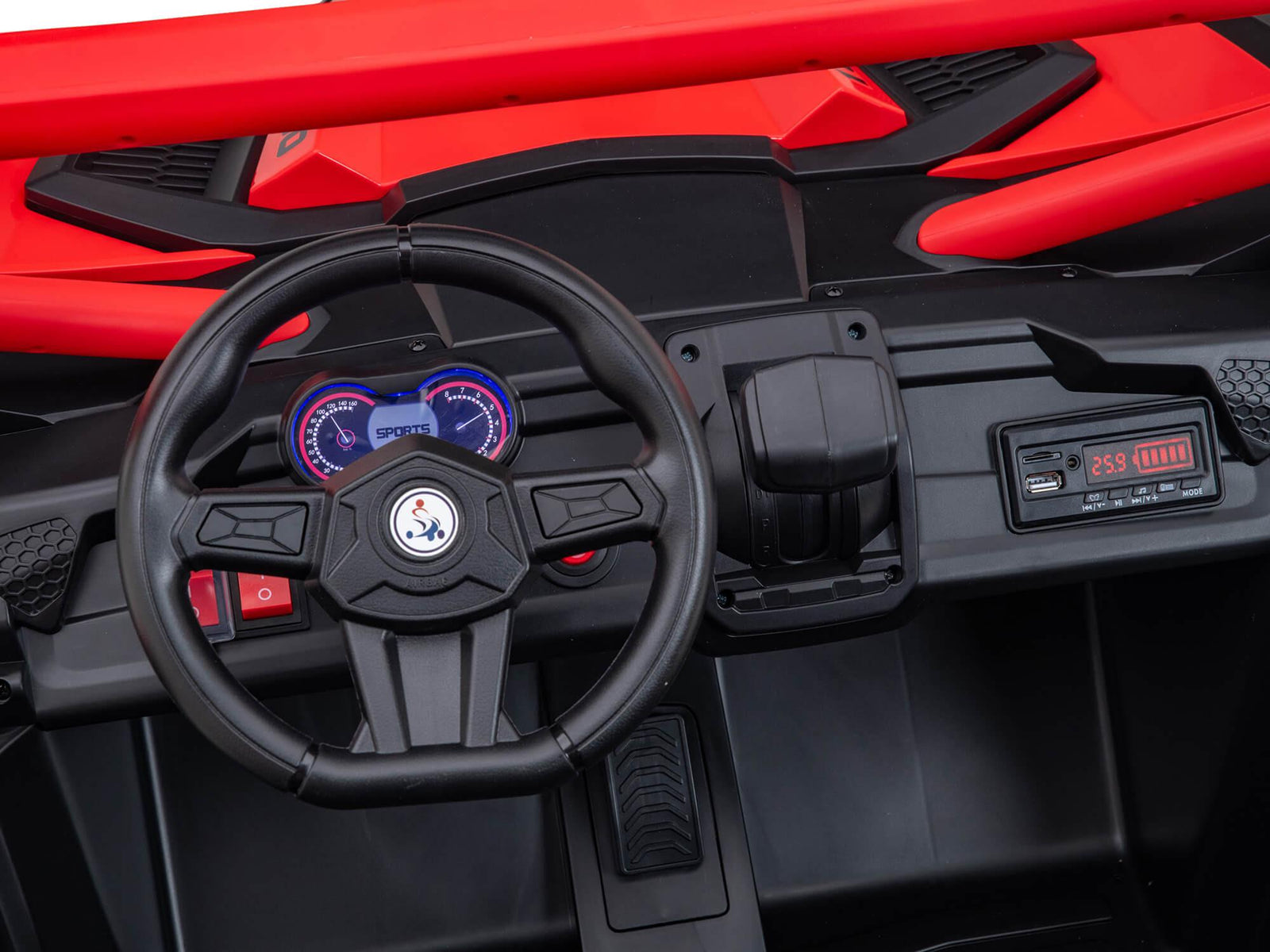 Red 2-Seater XXL Premium MegaTrek 2-Seater 24V 4X4/AWD Kids Ride on UTV Buggy W/ EVA Rubber Wheels, BT & RC.