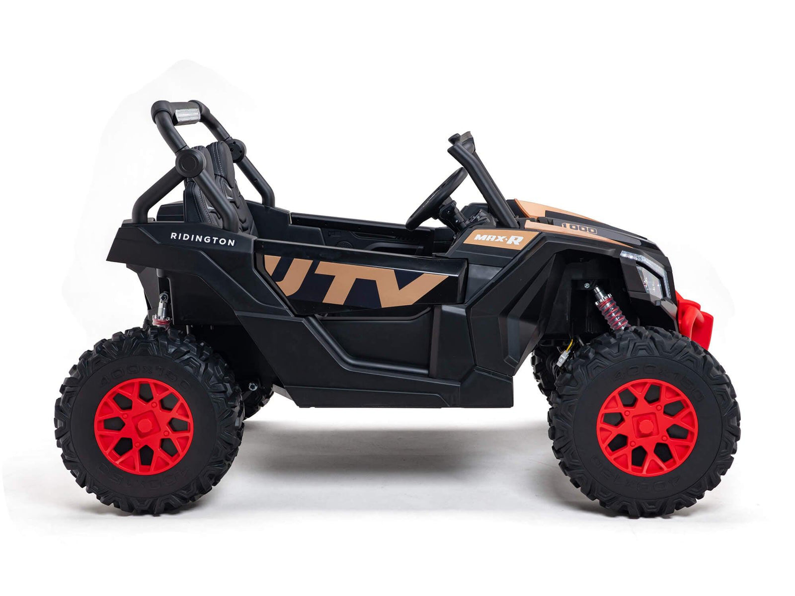 Black XXL Upgraded Premium MegaTrek Advanced Edition 2-Seater 24V 4X4/AWD Kids Ride on UTV Buggy W/ Air Filled Rubber Tires, BT & RC
