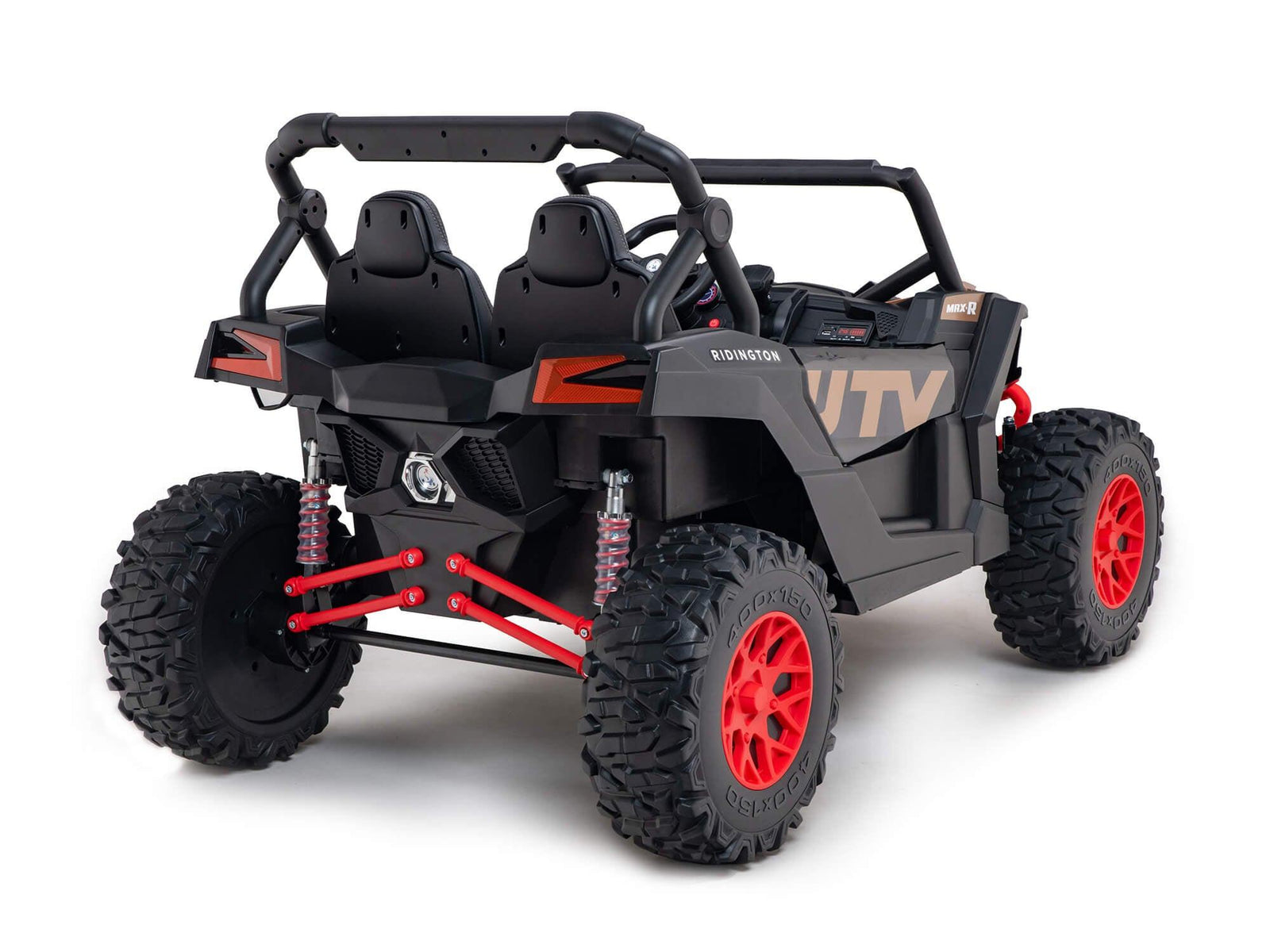 Black XXL Upgraded Premium MegaTrek Advanced Edition 2-Seater 24V 4X4/AWD Kids Ride on UTV Buggy W/ Air Filled Rubber Tires, BT & RC