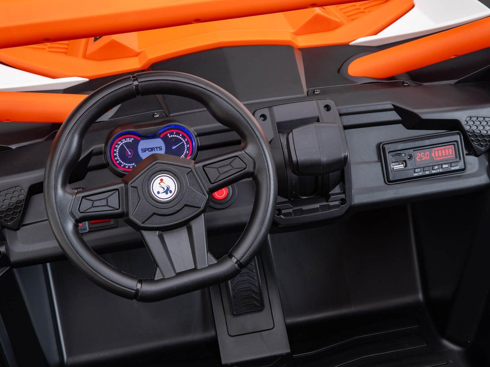 Orange 2-Seater XXL Premium MegaTrek 2-Seater 24V 4X4/AWD Kids Ride on UTV Buggy W/ EVA Rubber Wheels, BT & RC.