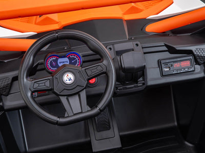 Orange 2-Seater XXL Premium MegaTrek 2-Seater 24V 4X4/AWD Kids Ride on UTV Buggy W/ EVA Rubber Wheels, BT & RC.
