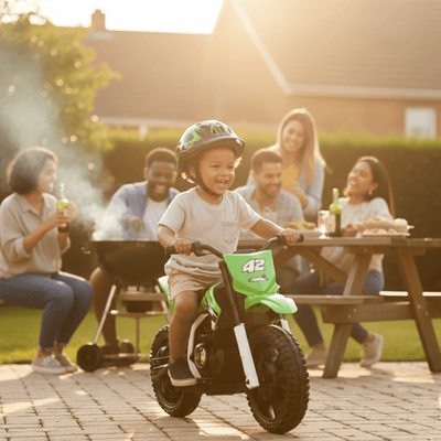Green 24V Electric MotoX Dirt Bike for Kids, Up to 18 km/h.