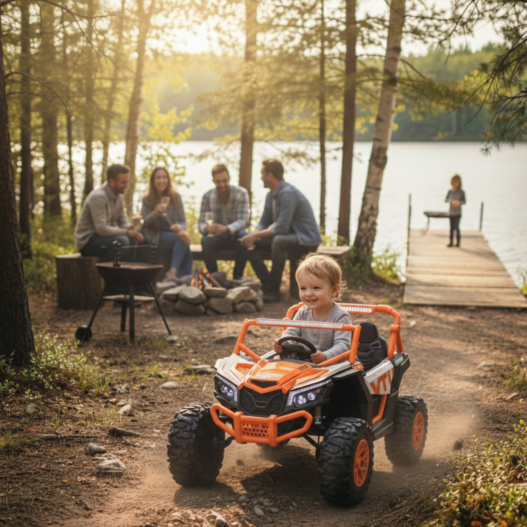 Orange 2-Seater XXL Premium MegaTrek 2-Seater 24V 4X4/AWD Kids Ride on UTV Buggy W/ EVA Rubber Wheels, BT & RC