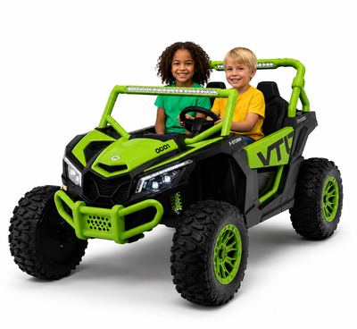 Green XXL Premium MegaTrek 2-Seater 24V 4X4/AWD Kids Ride on UTV Buggy W/ EVA Wheels, BT & RC