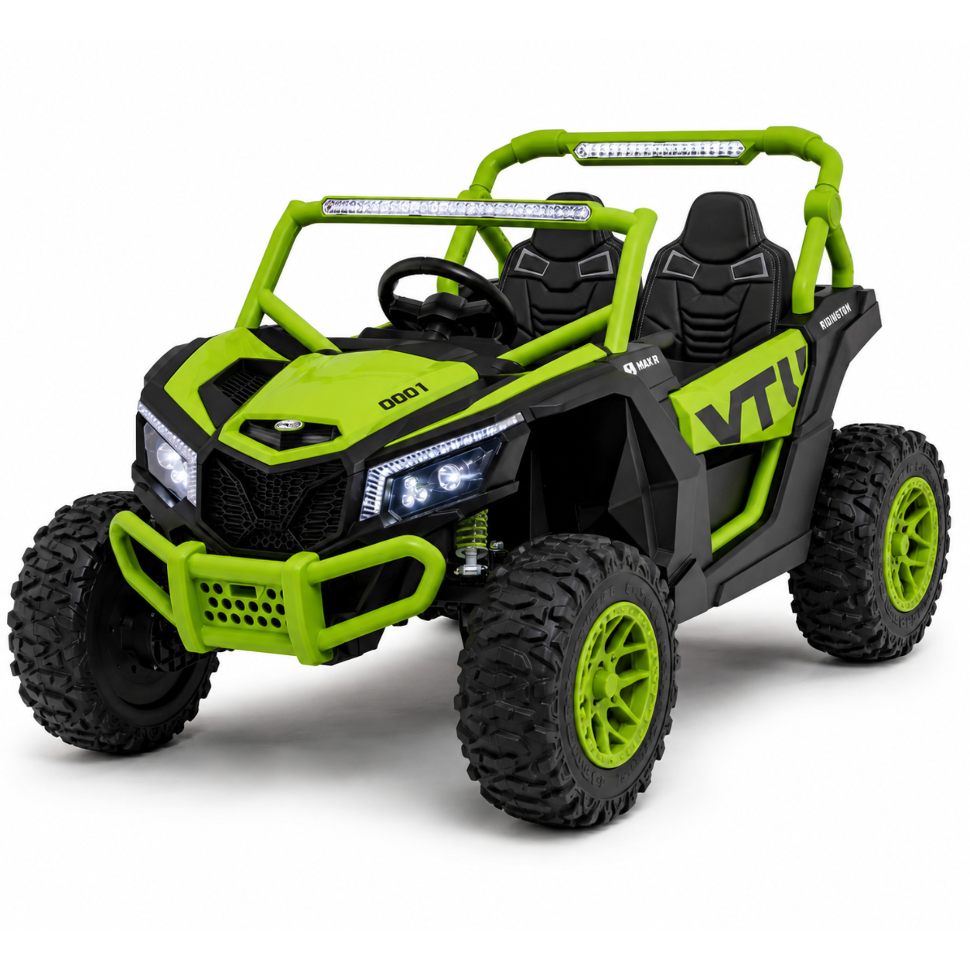 Green XXL Premium MegaTrek 2-Seater 24V 4X4/AWD Kids Ride on UTV Buggy W/ EVA Wheels, BT & RC