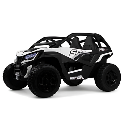 White Power MX 2-Seater 24V 4x4 Kids' Ride-on UTV Buggy W/ EVA Rubber Wheels, Music & RC