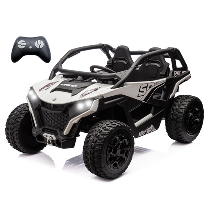 White Power MX 2-Seater 24V 4x4 Kids' Ride-on UTV Buggy W/ EVA Rubber Wheels, Music & RC