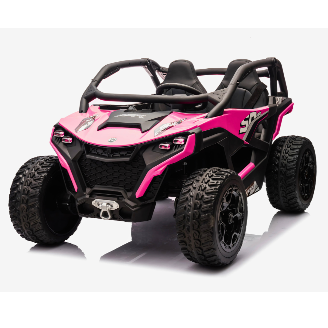 Pink Power MX 2-Seater 24V 4x4 Kids' Ride-on UTV Buggy W/ EVA Rubber Wheels, Music & RC