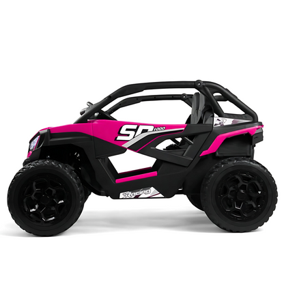 Pink Power MX 2-Seater 24V 4x4 Kids' Ride-on UTV Buggy W/ EVA Rubber Wheels, Music & RC