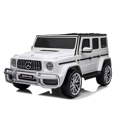 24V Exclusive White Mercedes Benz G63 2-Seater 4x4 Kids' Ride-on SUV W/ EVA Wheels, Leather Seats, Light-up Logo, BT & RC
