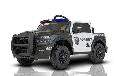 24V Kids’ Police Edition RAM ride-on truck with child seated inside