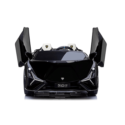 24V Luxurious Matte Black Nero Nemesis Lamborghini Sian 2-Seater 4x4 Ride-On Car W/ EVA Rubber Wheels, BT & RC.