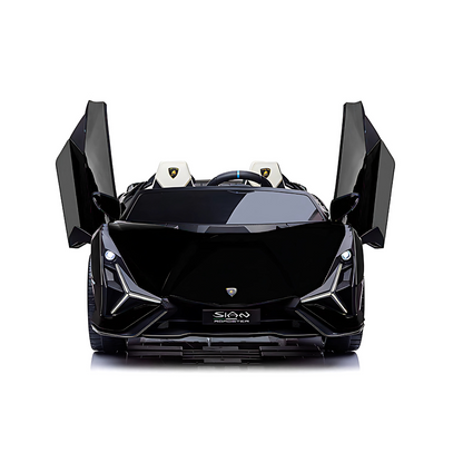 24V Luxurious Matte Black Nero Nemesis Lamborghini Sian 2-Seater 4x4 Ride-On Car W/ EVA Rubber Wheels, BT & RC