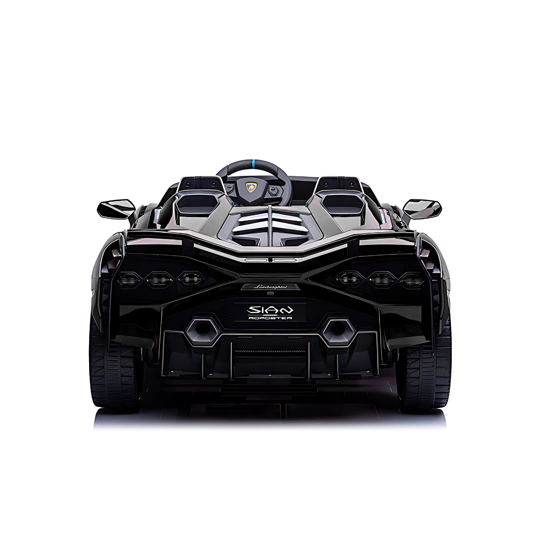 24V Luxurious Matte Black Nero Nemesis Lamborghini Sian 2-Seater 4x4 Ride-On Car W/ EVA Rubber Wheels, BT & RC