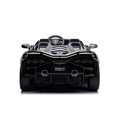 24V Luxurious Matte Black Nero Nemesis Lamborghini Sian 2-Seater 4x4 Ride-On Car W/ EVA Rubber Wheels, BT & RC.