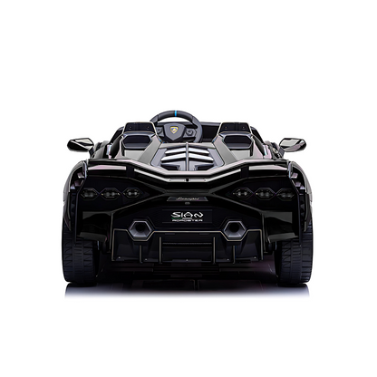 24V Luxurious Matte Black Nero Nemesis Lamborghini Sian 2-Seater 4x4 Ride-On Car W/ EVA Rubber Wheels, BT & RC