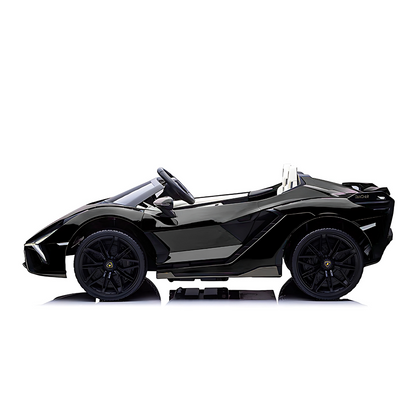 24V Luxurious Matte Black Nero Nemesis Lamborghini Sian 2-Seater 4x4 Ride-On Car W/ EVA Rubber Wheels, BT & RC