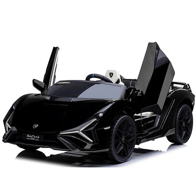 24V Luxurious Matte Black Nero Nemesis Lamborghini Sian 2-Seater 4x4 Ride-On Car W/ EVA Rubber Wheels, BT & RC.
