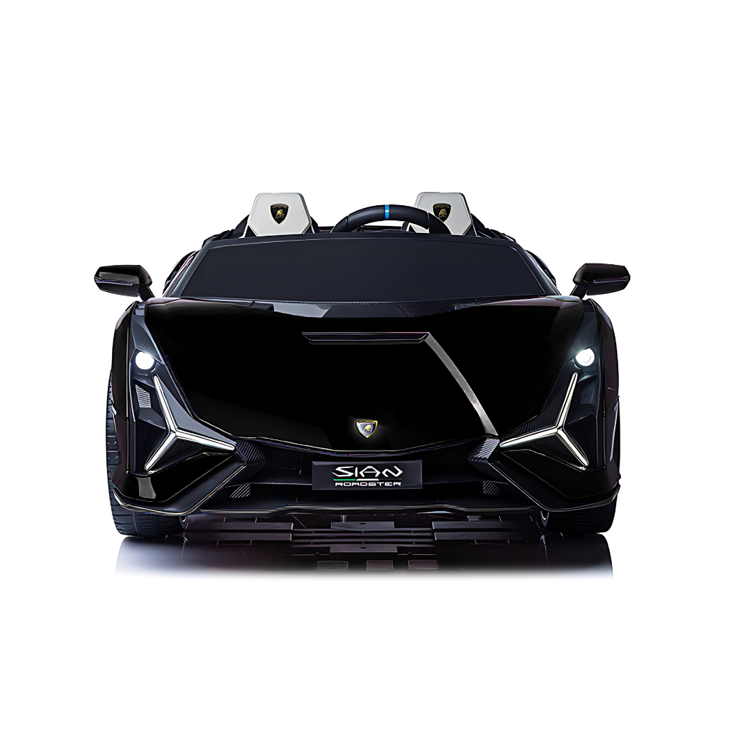 24V Luxurious Matte Black Nero Nemesis Lamborghini Sian 2-Seater 4x4 Ride-On Car W/ EVA Rubber Wheels, BT & RC