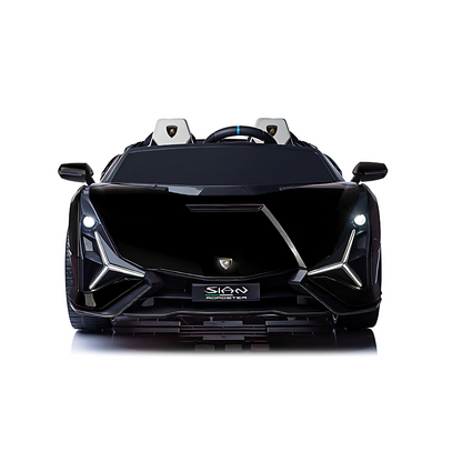 24V Luxurious Matte Black Nero Nemesis Lamborghini Sian 2-Seater 4x4 Ride-On Car W/ EVA Rubber Wheels, BT & RC
