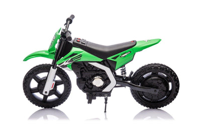 Green 24V Electric MotoX Dirt Bike for Kids, Up to 18 km/h.