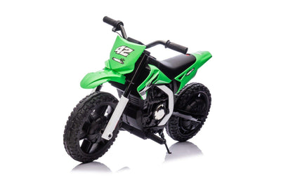 Green 24V Electric MotoX Dirt Bike for Kids, Up to 18 km/h.