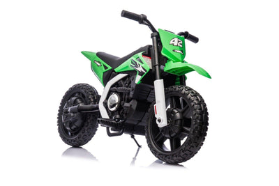 Green 24V Electric MotoX Dirt Bike for Kids, Up to 18 km/h.