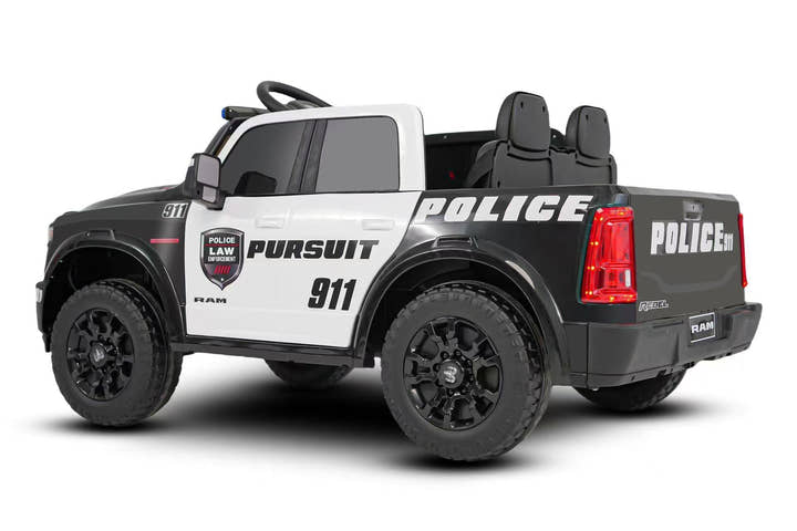 24V kids police ride-on truck with EVA rubber wheels and LED lights