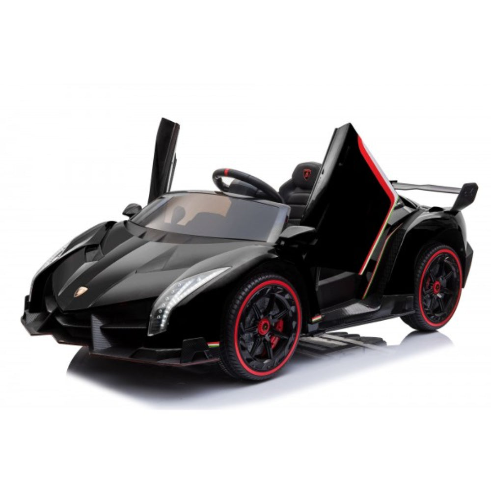 12V Black Lamborghini Veneno 4X4 Limited Edition Ride-on Car W/ EVA Rubber Wheels, Bluetooth & RC