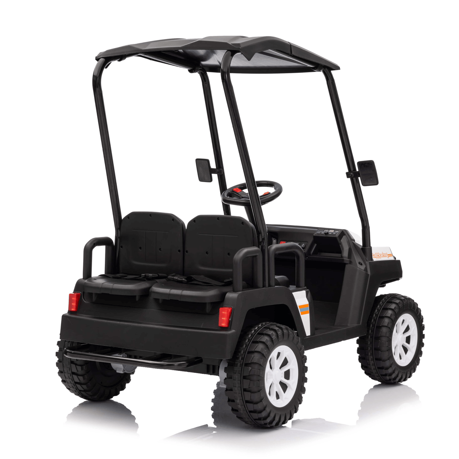 24V White Golf Buggy Edition 4-Seater 4x4 Kids' Ride-On UTV W/ Canopy, EVA Rubber Wheels, Music & RC.