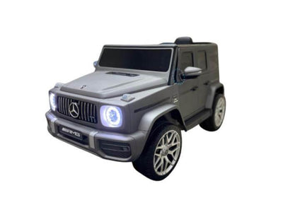 12V Luxury Matte Grey Edition Mercedes Benz AMG G63 Ride-On SUV W/ Rubber Wheels, Leather Seat, Bluetooth & RC.