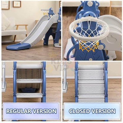 Luxury 5 in 1 Castle Edition Playset Toddlers and Baby Slide with Full Step, Swing, Basket Ball Net image 2