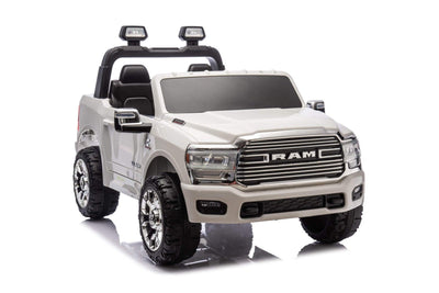 White Complete Edition XXL 2-Seater 4x4 RAM 3500 Ride-On Truck.