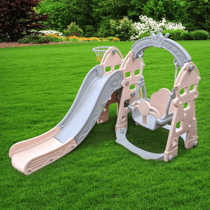 Luxury 5 in 1 Castle Edition Playset Toddlers and Baby Slide with Full Step, Swing, Basket Ball Net image 12