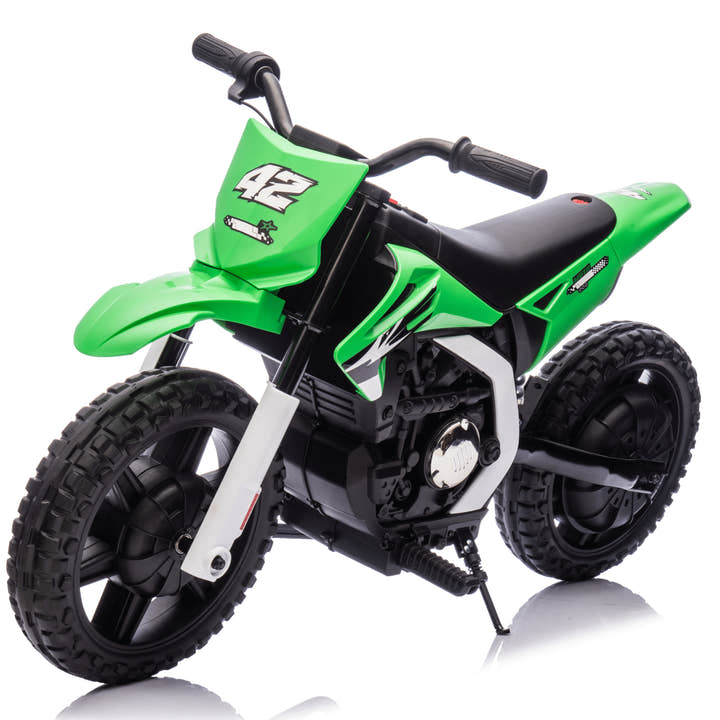 Green 24V Electric MotoX Dirt Bike for Kids, Up to 18 km/h.