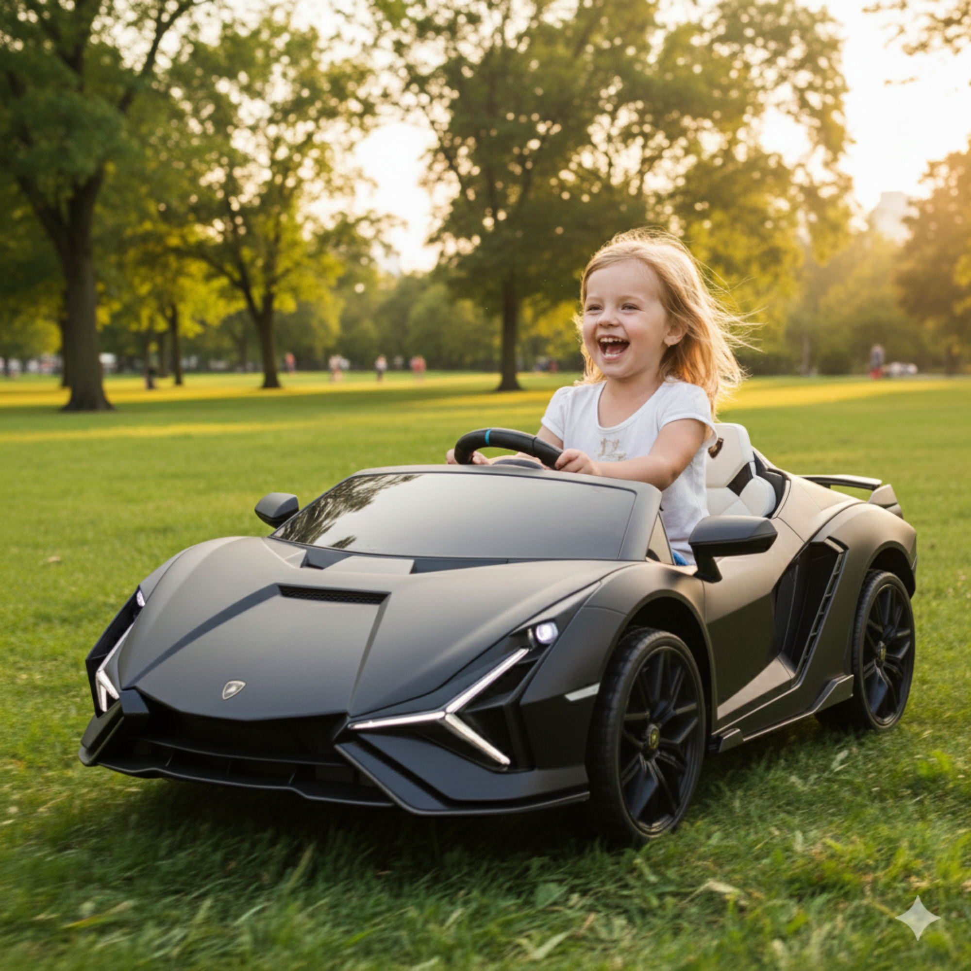 24V Luxurious Matte Black Nero Nemesis Lamborghini Sian 2-Seater Ride-On Drift Car