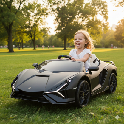 24V Luxurious Matte Black Nero Nemesis Lamborghini Sian 2-Seater Ride-On Drift Car