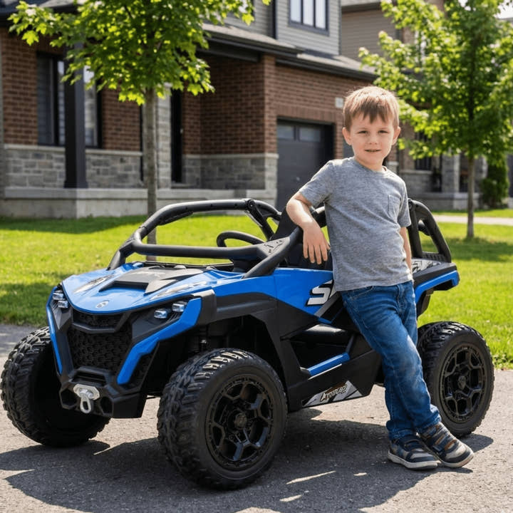 Blue Power MX 2-Seater 24V 4x4 Kids' Ride-on UTV Buggy W/ EVA Rubber Wheels, Music & RC.