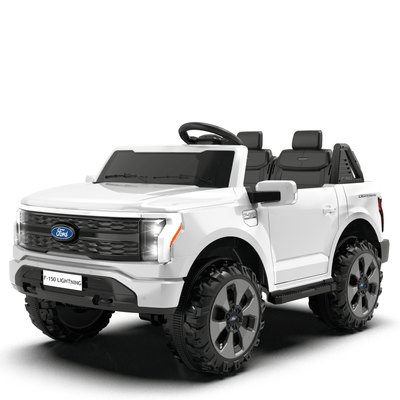White 2 Seater Lighting Edition Ford F-150, 24V Kids Ride on Truck.