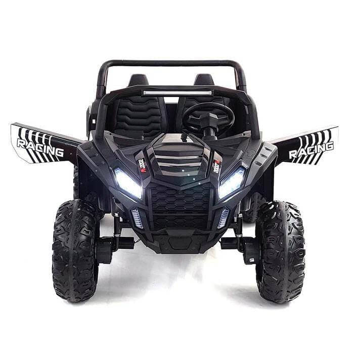 Black 2-Seater XXL Edition Blade BT 24V/4WD Kids' Exclusive Buggy/UTV With Rubber Wheels, Leather Seats, Music & RC.